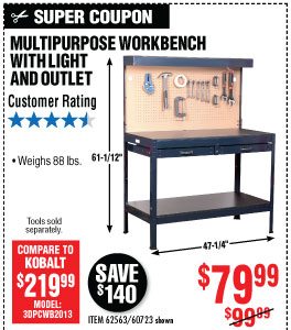 View 48 In. Workbench with Light