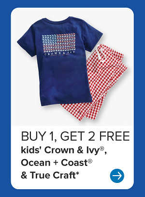 Buy one, get two free kids' Crown and Ivy, Ocean and Coast, True Craft and Zelos.