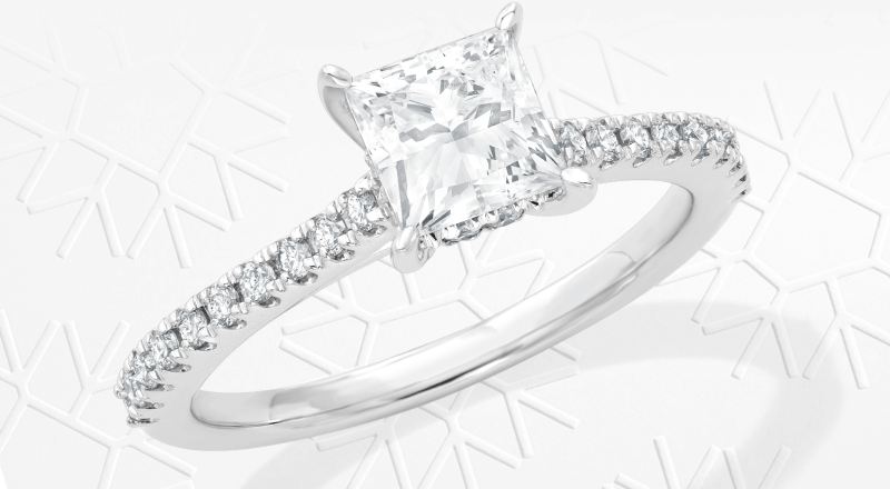 Lab-Grown Diamonds by KAY Engagement Ring 1-1/4 ct tw Princess & Round-cut 14K White Gold