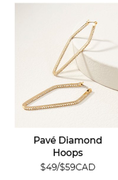 Pave Diamond Hoops in Gold