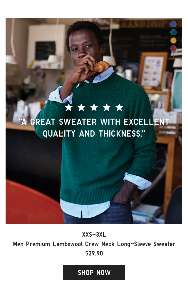 MEN PREMIUM LAMBSWOOL CREW NECK LONG-SLLEVE SWEATER