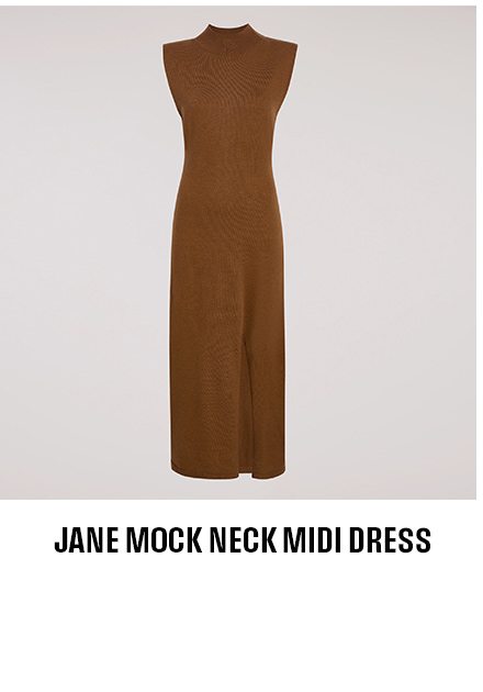 Jane Mock Neck Midi Dress (Rawhide)