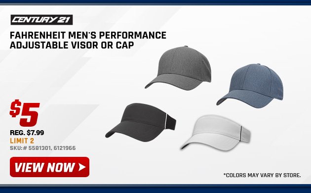 Century 21 Fahrenheit Men's Performance Adjustable Visor or Cap