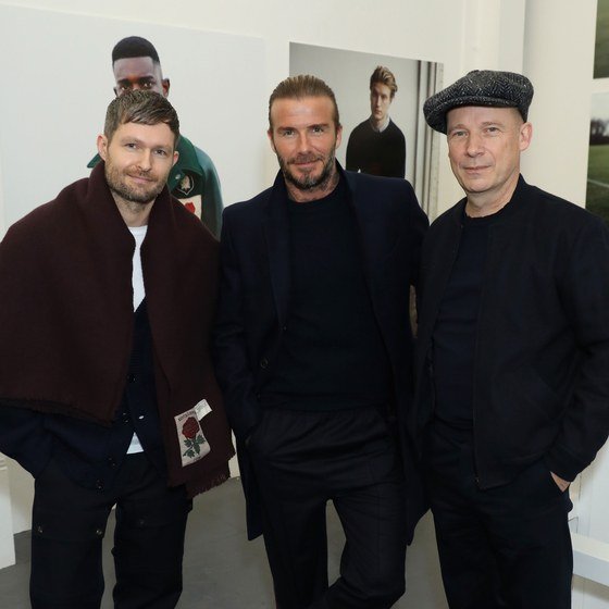 Daniel Kearns, David Beckham, and Perry Ogden at Kent & Curwen