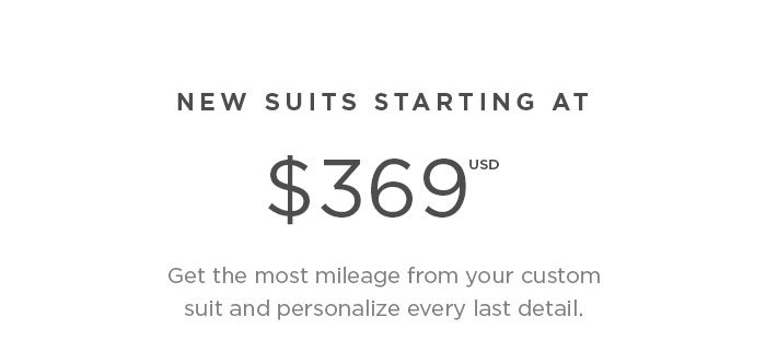 NEW SUITS STARTING AT $369 USD