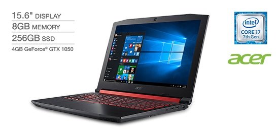 Acer Nitro 5 1080p Gaming Laptop with Intel Core i7 Processor and 4GB NVIDIA Graphics