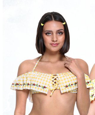 Belle Gingham Flounce Swim Top