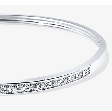 Diamond Bangle Bracelet 1/10 ct tw Round-cut Sterling Silver