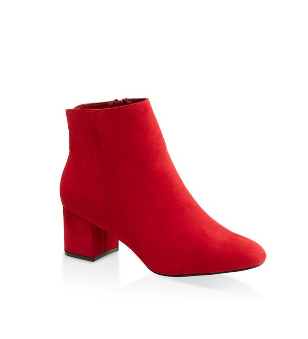 Round Toe Mid Block Heel Booties