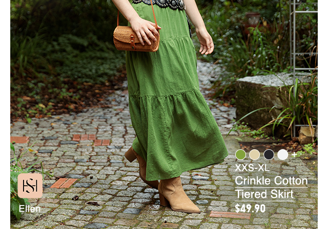 PDP8 - WOMEN CRINKLE COTTON TIERED SKIRT