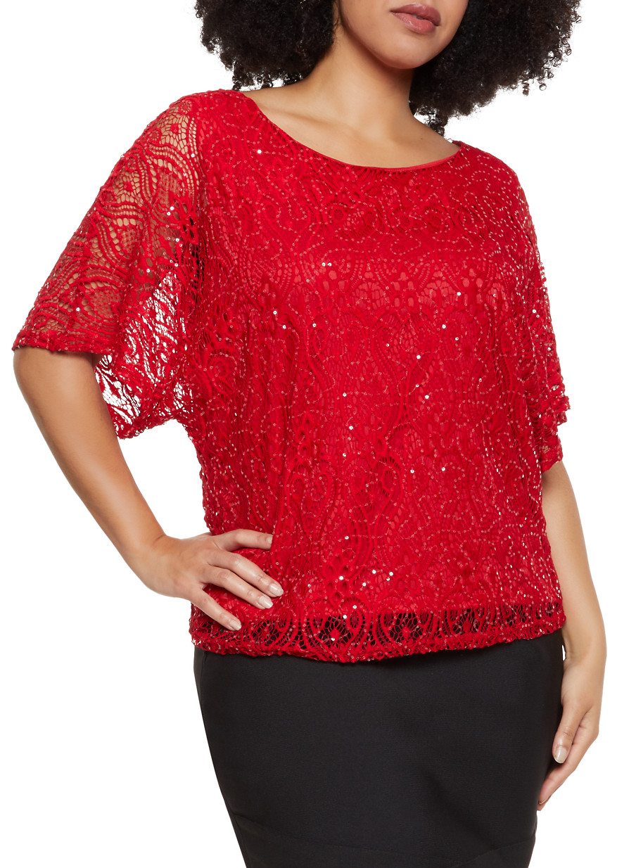 Plus Size Sequin Detail Top