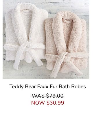Teddy Bear Faux Fur Robe Small Ivory