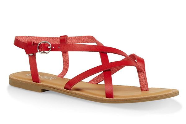 Strappy Faux Leather Thong Sandals