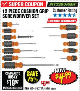 View 12 Pc Cushion Grip Screwdriver Set