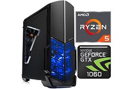 SkyTech Shadow AMD Ryzen 5 2500 Quad-core Gaming Desktop w/ GeForce GTX 1060, 500GB SSD