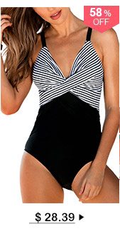 Spaghetti Strap Striped One Piece Swimwear