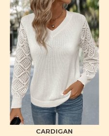 Beige V Neck Long Sleeve Sweater