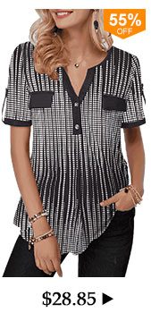Button Detail Split Neck Half Sleeve Blouse
