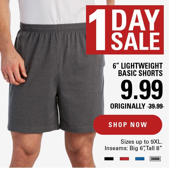 1 Day Sale 6" LightWeight Basic Shorts | Shop Now