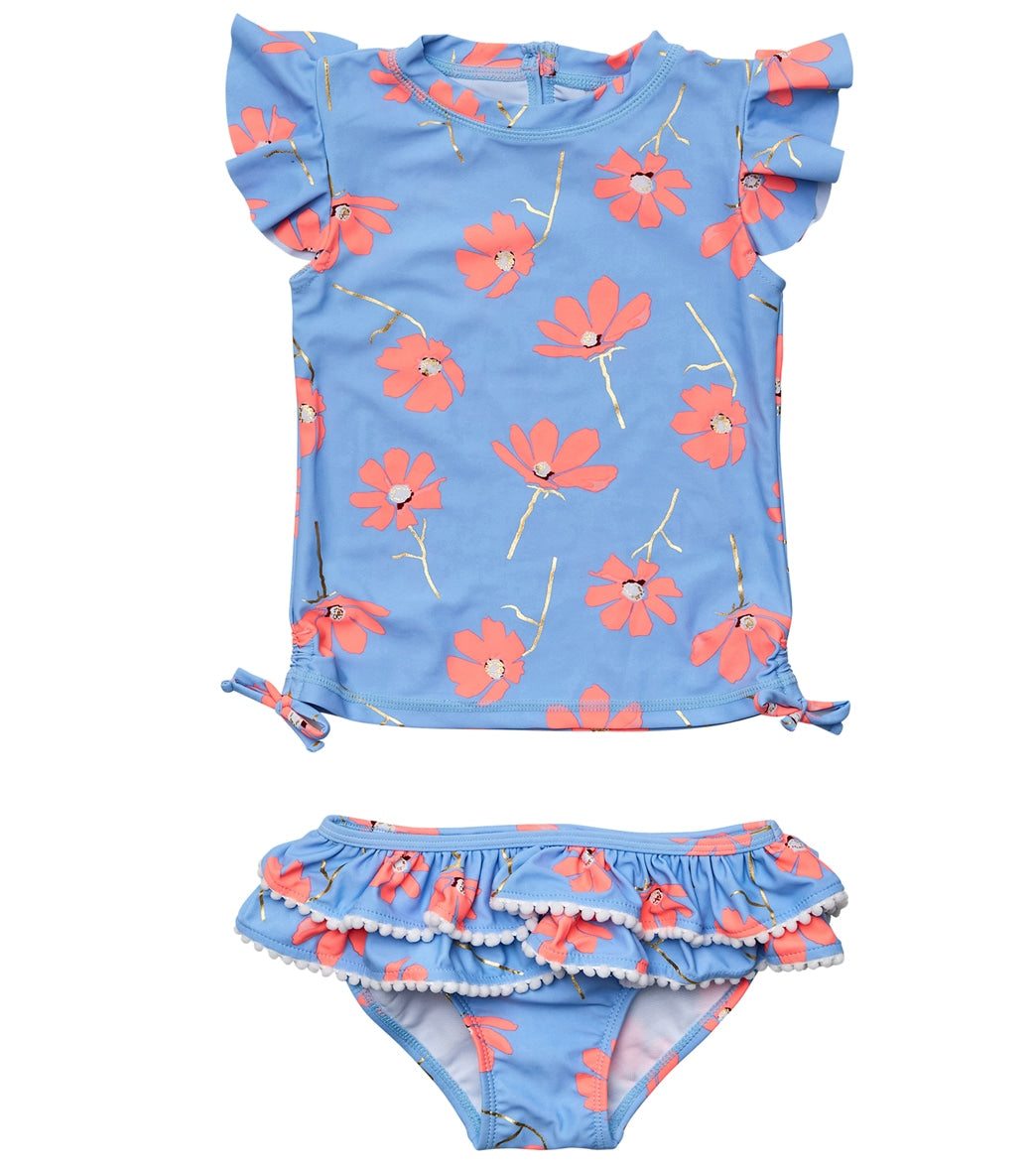 Snapper Rock Girls' Beach Bloom Short Sleeve Two Piece Rash Guard Set (Baby, Toddler, Little Kid)