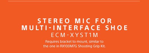 STEREO MIC FOR MULTI-INTERFACE SHOE | ECM-XYST1M | Requires bracket to mount, similar to the one in RX100M7G Shooting Grip Kit.