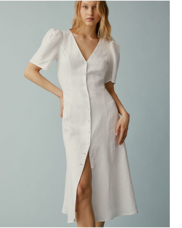 Newbury Linen Dress White