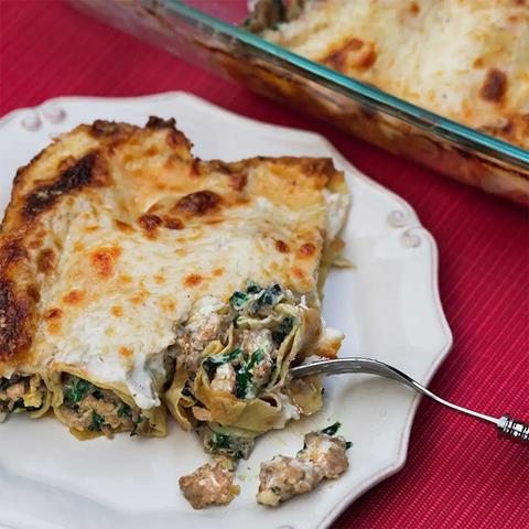 Crespelle with Sausage and Swiss Chard