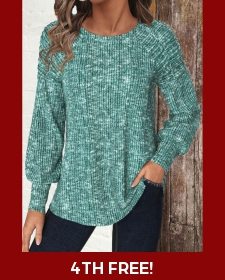 ROTITA Green Round Neck Long Sleeve T Shirt