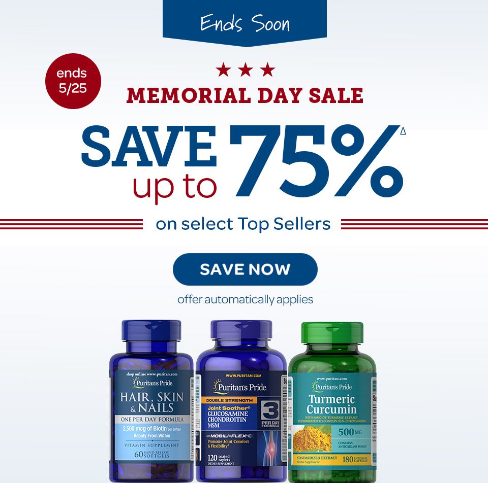 Ends soon. One of our biggest sale events of the year. Memorial Day Sale: Save up to 75%Δ on select top sellers. Ends 5/25. Save now. Offer automatically applies.