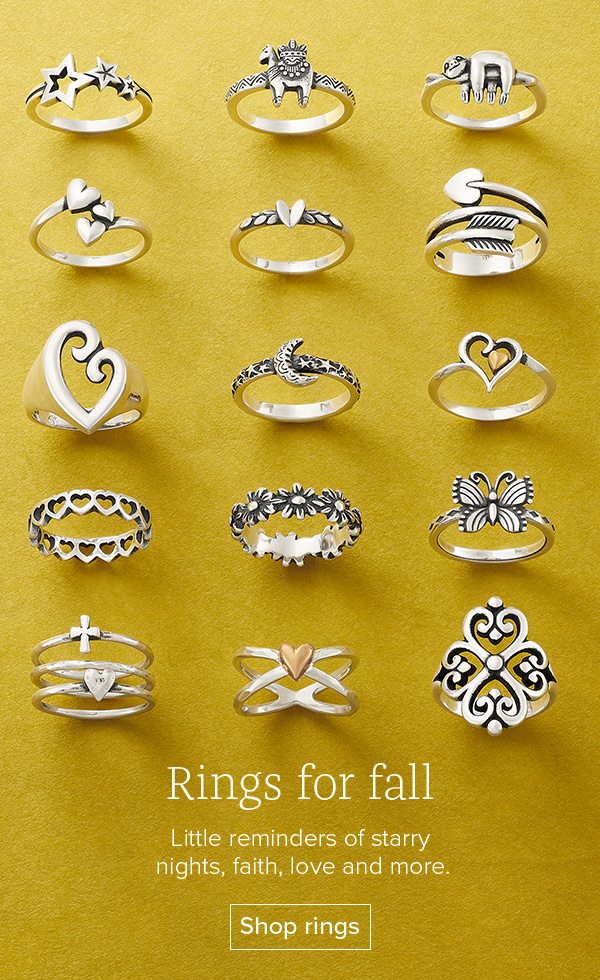Rings for fall - Little reminders of starry nights, faith, love and more. Shop rings