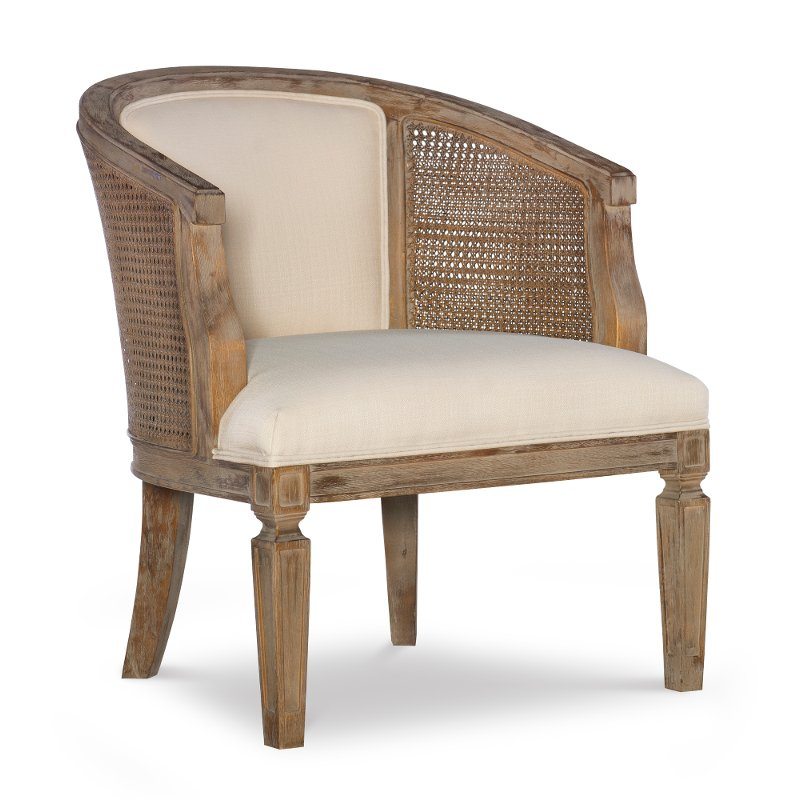 Farmhouse Wood and Beige Accent Chair - Buckingham