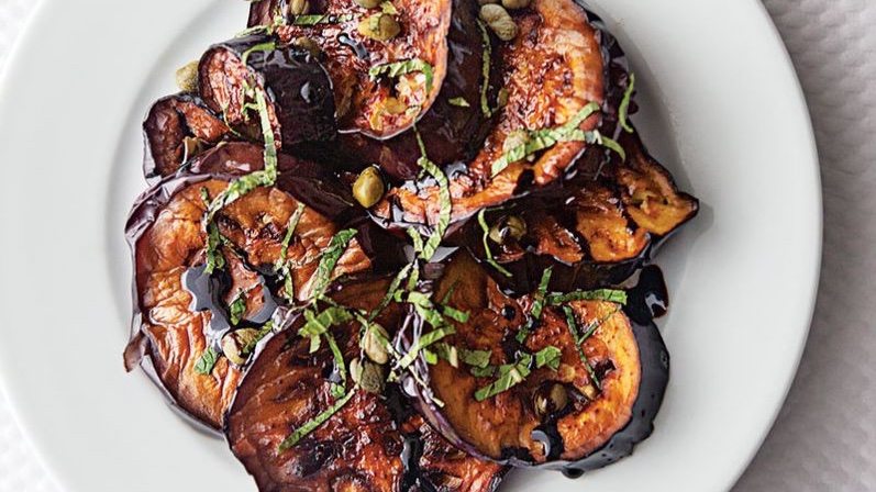 Pan-Fried Eggplant with Balsamic, Basil, and Capers