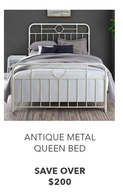 Metal Pipe Queen Bed - Antique White | SHOP NOW