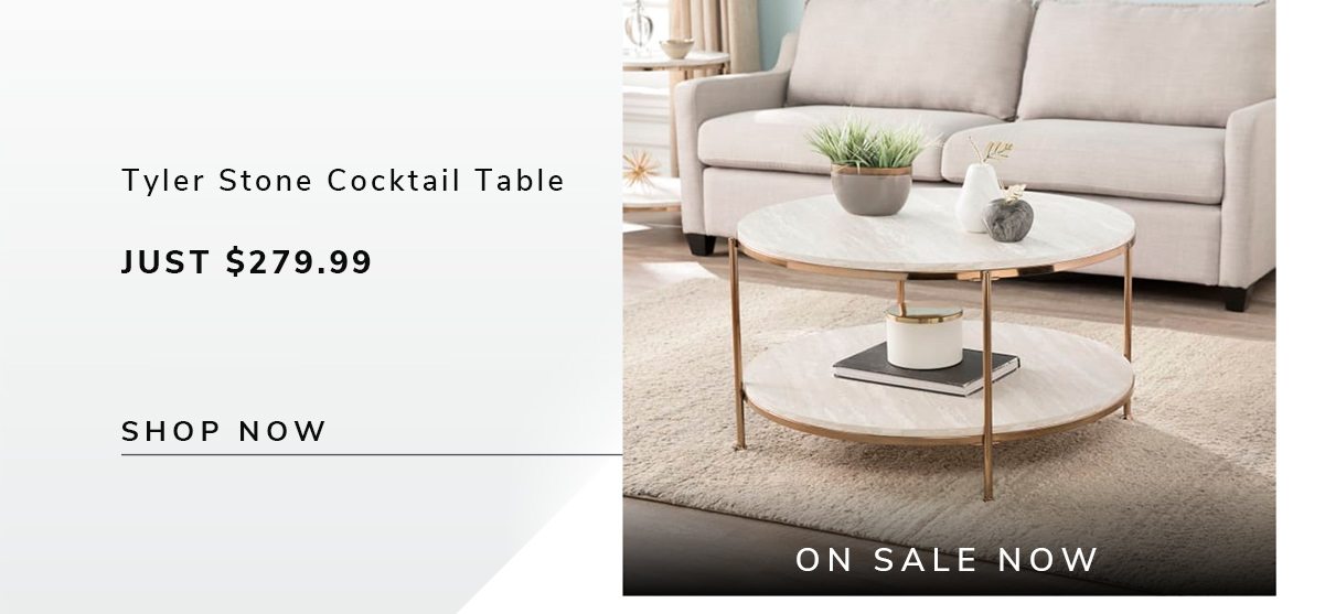 Tyler Gold Round Faux Stone Cocktail Table | SHOP NOW