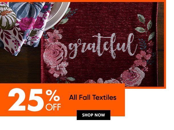 20% off Fall Textiles
