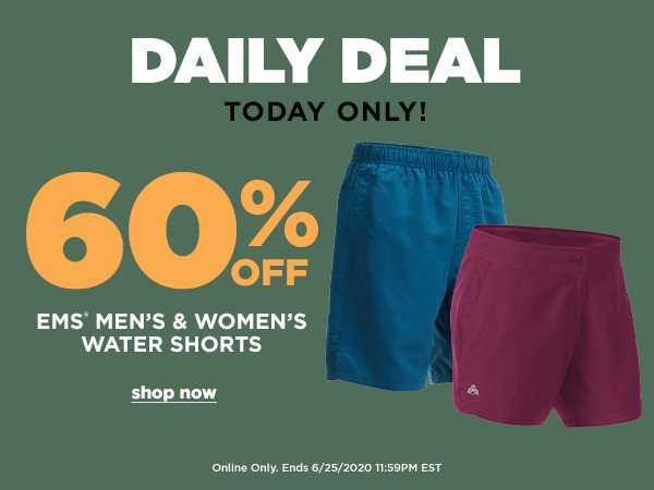 Daily Deal: 60% OFF EMS Men's & Women's Water Shorts - Online Only - Click to Shop