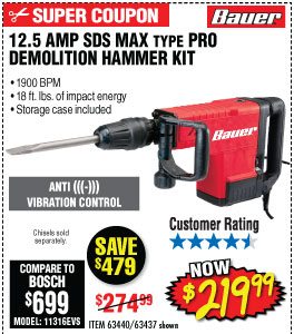 View 12.5 Amp SDS Max Type Pro Demolition Hammer Kit