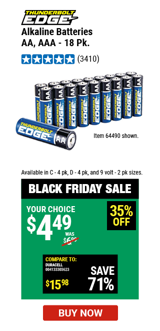 THUNDERBOLT EDGE: AA Alkaline Batteries, 18 Pk.