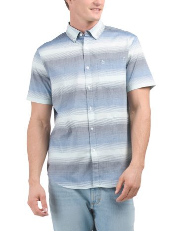 Short Sleeve Engineered Striped Woven Shi...