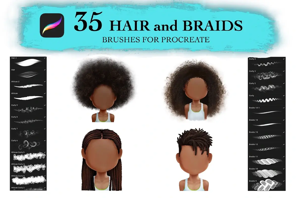 Curly Hair Braids Brushes Procreate