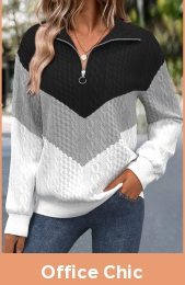 Black Jacquard Long Sleeve Turn Down Collar Sweatshirt