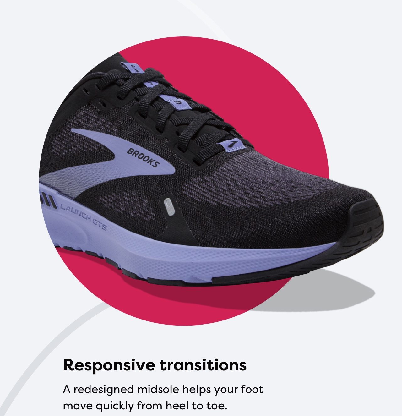 Responsive transitions | a redesigned midsole helps your foot move quickly from heel to toe.