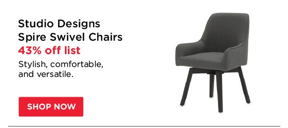 Studio Designs Spire Swivel Chairs - save 43% off list - Stylish, comfortable, and versatile.