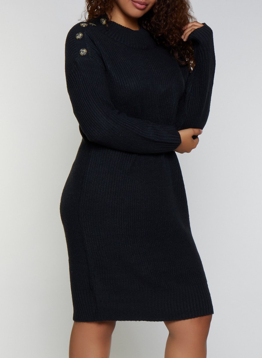 Plus Size Button Detail Sweater Dress