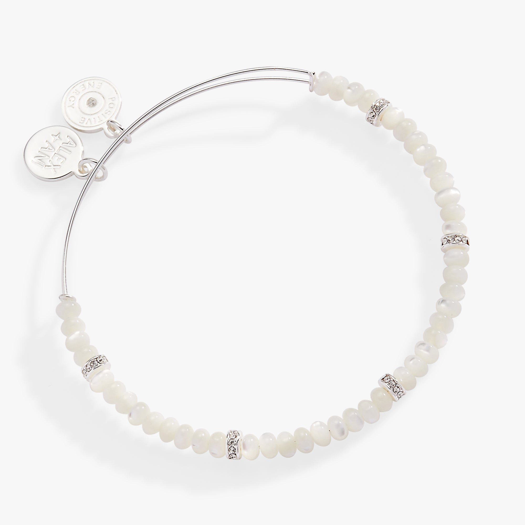 Image of White Semi-Precious Rondelle Beaded Bangle