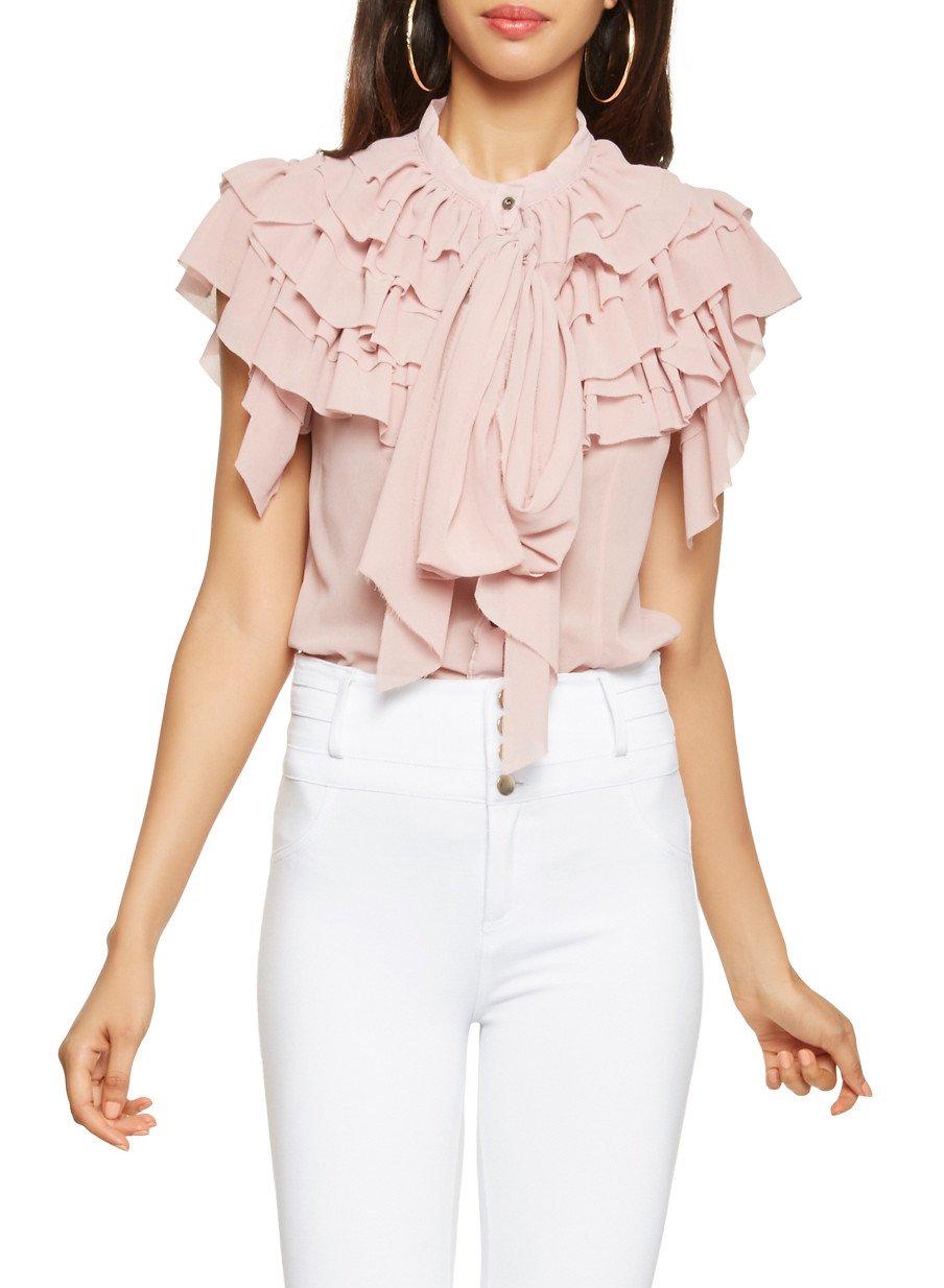 Ruffled Tie Neck Blouse