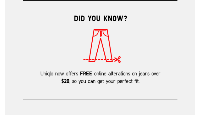 FREE ONLINE ALTERATIONS ON JEANS OVER $20