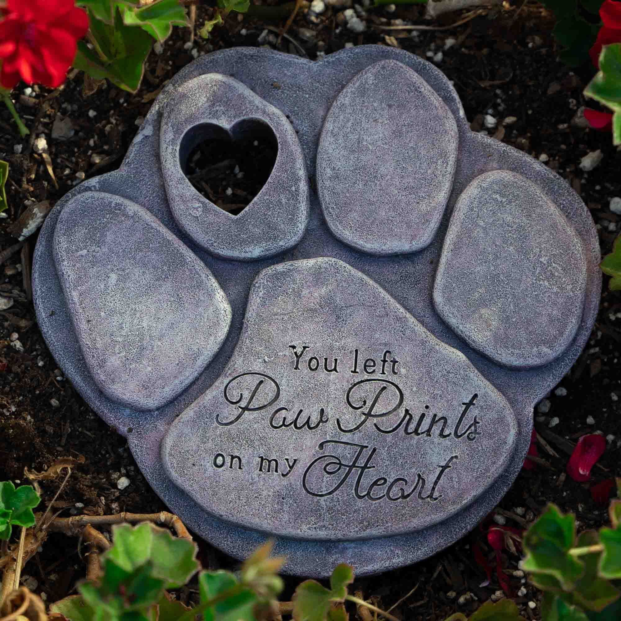 Image of You Left Paw Prints On My Heart Garden Stone
