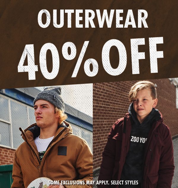 OUTERWEAR 40% OFF