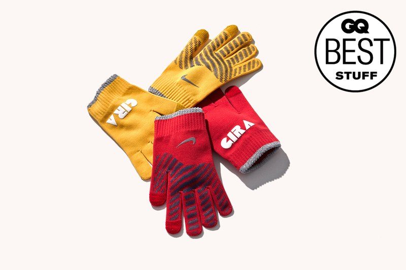 Two pairs of gloves on a tan background